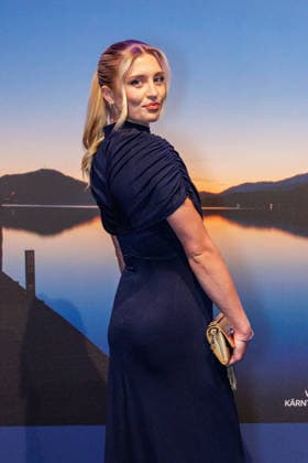 September 24, 2026, Düsseldorf: Luna Schweiger on the Blue Carpet at the launch of the new Guerlain L™ Heure Bleue Eau de Parfum at the Lofthouse in Düsseldorf. Lofthouse, Reisholzer Werftstraße, North Rhine-Westphalia, Germany