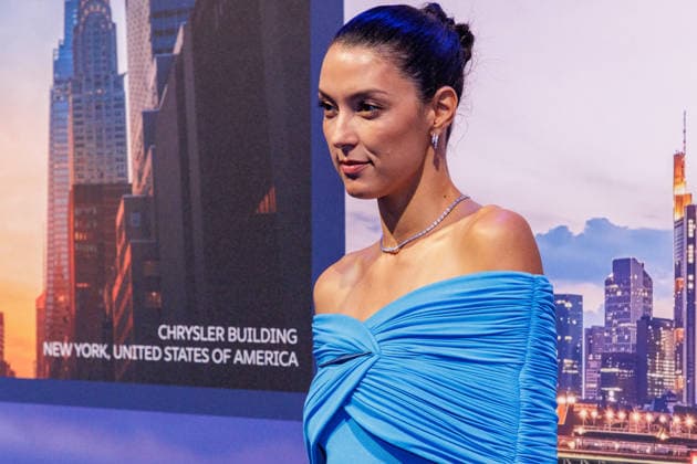 September 24, 2026, Düsseldorf: Rebecca Mir on the Blue Carpet at the launch of the new Guerlain L™Heure Bleue Eau de Parfum at the Lofthouse in Düsseldorf, Lofthouse, Reisholzer Werftstraße, North Rhine-Westphalia, Germany