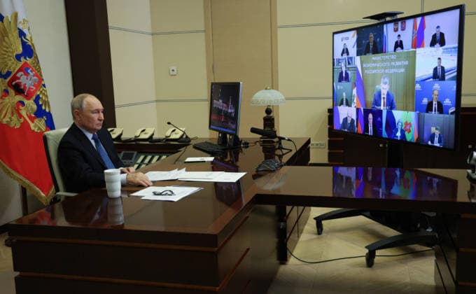 September 24, 2026, Novo-Ogaryovo, Moscow Oblast, Russia: Russian President Vladimir Putin, chairs a video conference meeting of government members from the Novo-Ogaryovo state residence, September 23, 2026 outside Moscow, Russia. Novo-Ogaryovo Russia - ZUMAp138 20260924_zaa_p138_003 Copyright: xVyacheslavxProkofyev RussianxGovx