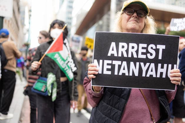 Pro-Palestine protestors march in Midtown Manhattan towards the United Nations Headquarters on Thursday, September 24, 2026 in New York City. The protest took place on the day Palestine President Mahmoud Abbas and President of Israel Benjamin Netanyahu spoke at the UN General Assembly 81st session General Debate.  NYP20260924961 JONATHANxFERNANDES