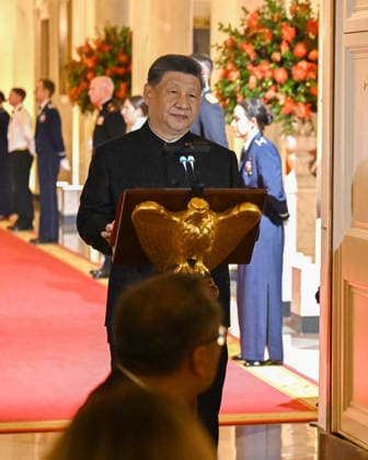 Chinese President Xi Jinping delivers remarks during an official state dinner hosted by President Donald Trump at the White House in Washington DC on Thursday, September 24, 2026. Xi is on a three-day state visit to the U.S. and will hold talks with U.S. officials on tariffs, AI, and other issues.  WAX20260924978 AnnabellexGordon