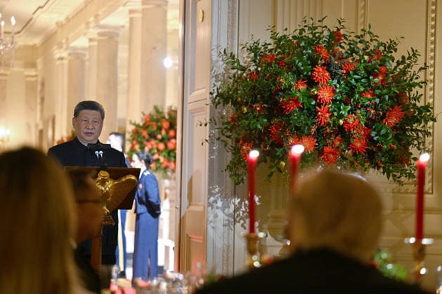 Chinese President Xi Jinping delivers remarks during an official state dinner hosted by President Donald Trump at the White House in Washington DC on Thursday, September 24, 2026. Xi is on a three-day state visit to the U.S. and will hold talks with U.S. officials on tariffs, AI, and other issues.  WAX20260924979 AnnabellexGordon