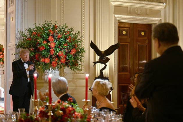 President Donald J Trump and Chinese President Xi Jinping exchange toasts during a state dinner at the White House in Washington DC on Thursday, September 24, 2026. Xi is on a three-day state visit to the U.S. and will hold talks with U.S. officials on tariffs, AI, and other issues.  WAX20260924982 AnnabellexGordon