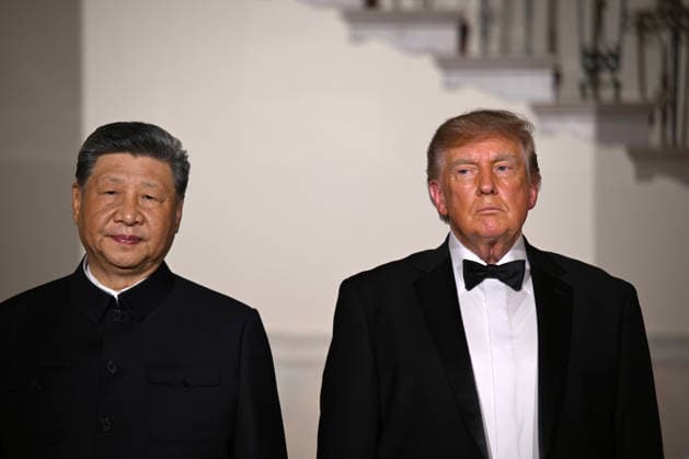 Chinese President Xi Jinping stands with President Donald Trump at a state dinner at the White House in Washington DC on Thursday, September 24, 2026.  WAX20260924991 AnnabellexGordon