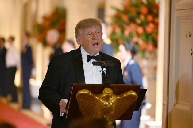 President Donald Trump delivers remarks during an official state dinner honoring Chinese President Xi Jinping at the White House in Washington DC on Thursday, September 24, 2026. Xi is on a three-day state visit to the U.S. and will hold talks with U.S. officials on tariffs, AI, and other issues.  WAX20260924996 AnnabellexGordon