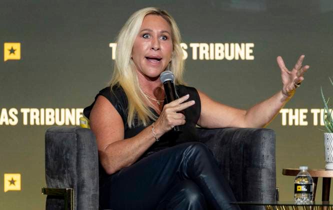 September 24, 2026 - Austin, Texas, USA: Former Congresswoman MARJORIE TAYLOR GREENE speaks at the Texas Tribune Festival. Austin USA  - ZUMAce6_ 20260924_zaf_ce6_008 Copyright: xBrianxCahnx