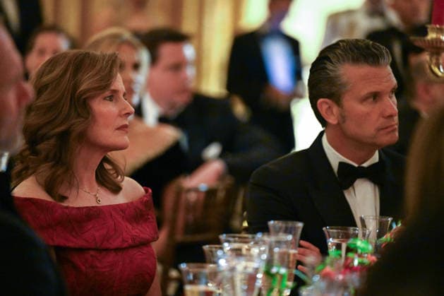 Secretary of Defense Pete Hegseth and Supreme Court Justice Amy Coney Barrett listens as President Donald Trump speaks during an official state dinner honoring Chinese President Xi Jinping at the White House in Washington DC on Thursday, September 24, 2026.  WAX20260924507 AnnabellexGordon