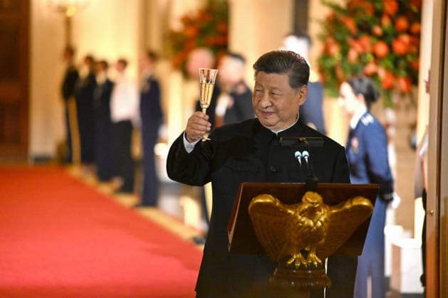 President Xi Jinping of The People s Republic of China, makes remarks as he and United States President Donald J Trump exchange toasts at the State Dinner in the East Room of the White House in Washington, DC, USA, on Thursday, September 24, 2026.  WAX20260924508 AnnabellexGordon