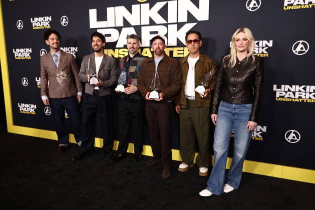 World Premiere Of Trafalgar Releasing s Linkin Park: Unshatter Colin Brittain, Mike Shinoda, Bradford Phillip Delson, Dave Farrell, Joseph Hahn and Emily Armstrong at the World Premiere Of Trafalgar Releasing s Linkin Park: Unshatter held at the AMC The Grove 14 on September 24, 2026 in Beverly Grove, Los Angeles, California, United States. Los Angeles California United States Copyright: xXavierxCollin ImagexPressxAgencyx
