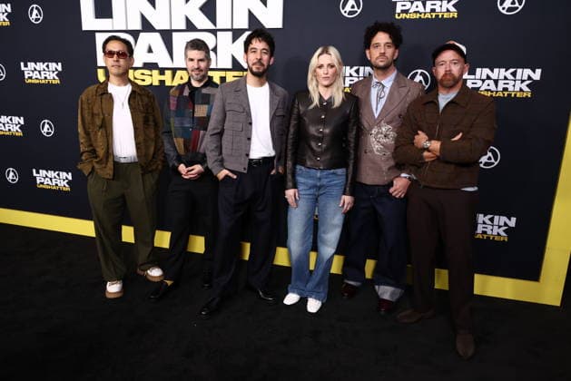 World Premiere Of Trafalgar Releasing s Linkin Park: Unshatter Joseph Hahn, Bradford Phillip Delson, Mike Shinoda, Emily Armstrong, Colin Brittain and Dave Farrell at the World Premiere Of Trafalgar Releasing s Linkin Park: Unshatter held at the AMC The Grove 14 on September 24, 2026 in Beverly Grove, Los Angeles, California, United States. Los Angeles California United States Copyright: xXavierxCollin ImagexPressxAgencyx