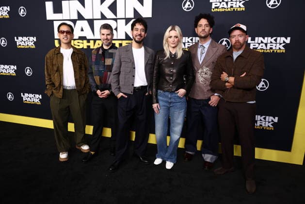World Premiere Of Trafalgar Releasing s Linkin Park: Unshatter Joseph Hahn, Bradford Phillip Delson, Mike Shinoda, Emily Armstrong, Colin Brittain and Dave Farrell at the World Premiere Of Trafalgar Releasing s Linkin Park: Unshatter held at the AMC The Grove 14 on September 24, 2026 in Beverly Grove, Los Angeles, California, United States. Los Angeles California United States Copyright: xXavierxCollin ImagexPressxAgencyx