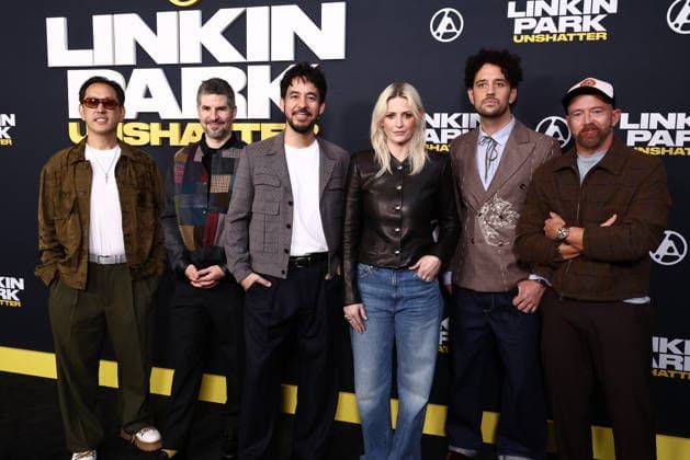 World Premiere Of Trafalgar Releasing s Linkin Park: Unshatter Joseph Hahn, Bradford Phillip Delson, Mike Shinoda, Emily Armstrong, Colin Brittain and Dave Farrell at the World Premiere Of Trafalgar Releasing s Linkin Park: Unshatter held at the AMC The Grove 14 on September 24, 2026 in Beverly Grove, Los Angeles, California, United States. Los Angeles California United States Copyright: xXavierxCollin ImagexPressxAgencyx