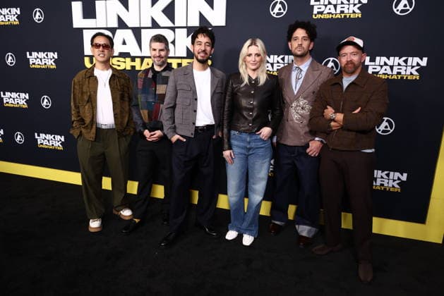 World Premiere Of Trafalgar Releasing s Linkin Park: Unshatter Joseph Hahn, Bradford Phillip Delson, Mike Shinoda, Emily Armstrong, Colin Brittain and Dave Farrell at the World Premiere Of Trafalgar Releasing s Linkin Park: Unshatter held at the AMC The Grove 14 on September 24, 2026 in Beverly Grove, Los Angeles, California, United States. Los Angeles California United States Copyright: xXavierxCollin ImagexPressxAgencyx