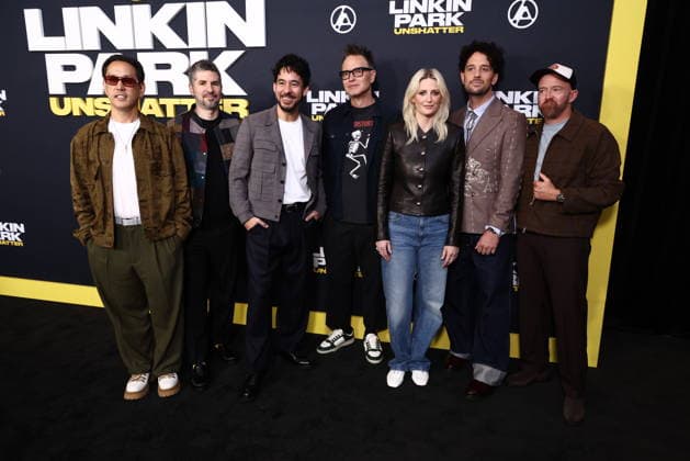 World Premiere Of Trafalgar Releasing s Linkin Park: Unshatter Joseph Hahn, Bradford Phillip Delson, Mike Shinoda, Mark Hoppus, Emily Armstrong, Colin Brittain and Dave Farrell at the World Premiere Of Trafalgar Releasing s Linkin Park: Unshatter held at the AMC The Grove 14 on September 24, 2026 in Beverly Grove, Los Angeles, California, United States. Los Angeles California United States Copyright: xXavierxCollin ImagexPressxAgencyx
