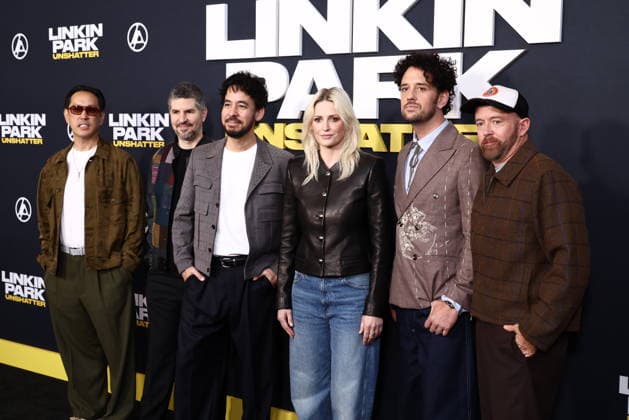 World Premiere Of Trafalgar Releasing s Linkin Park: Unshatter Joseph Hahn, Bradford Phillip Delson, Mike Shinoda, Emily Armstrong, Colin Brittain and Dave Farrell at the World Premiere Of Trafalgar Releasing s Linkin Park: Unshatter held at the AMC The Grove 14 on September 24, 2026 in Beverly Grove, Los Angeles, California, United States. Los Angeles California United States Copyright: xXavierxCollin ImagexPressxAgencyx