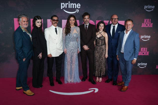 September 24, 2026, London, United Kingdom: Tom Butterworth, Hattie Hook, Oscar Jaenada, Catherine Zeta-Jones, Daniel Ings, Darci Shaw, Peter Lawson and Damon Thomas seen attending the global premiere of Kill Jackie at the Curzon Bloomsbury in London London United Kingdom  - ZUMAs197 20260924_aaa_s197_236 Copyright: xBrettxCovex
