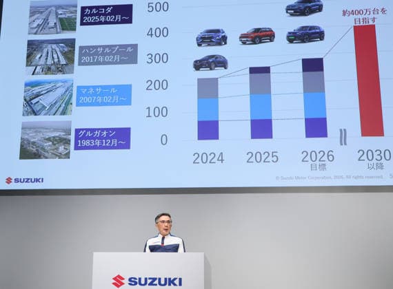 September 25, 2026, Tokyo, Japan - Japanese automaker Suzuki Motor president Toshihiro Suzuki speaks about the company s technology strategy for 10 years in Tokyo on Friday, September 25, 2026. Japan s small vehicle maker Suzuki announced to accelerate its multi-pathway approach for minimization of energy consumption. (photo by Yoshio Tsunoda AFLO)  aflo_350741722