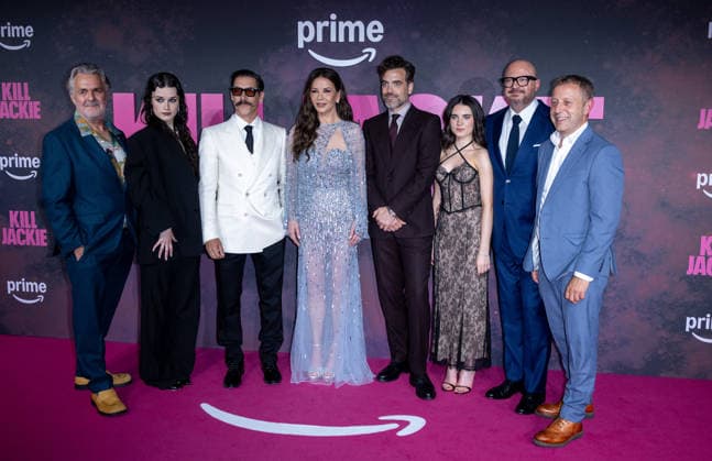 Tom Butterworth, Hattie Hook, Oscar Jaenada, Catherine Zeta-Jones, Daniel Ings, Darci Shaw, Peter Lawson and Damon Thomas attends Kill Jackie Global Premiere at the Curzon Bloomsbury in London, England. UK. Thursday 24th September 2026. Copyright: xJamesxWarrenx ae8nd007
