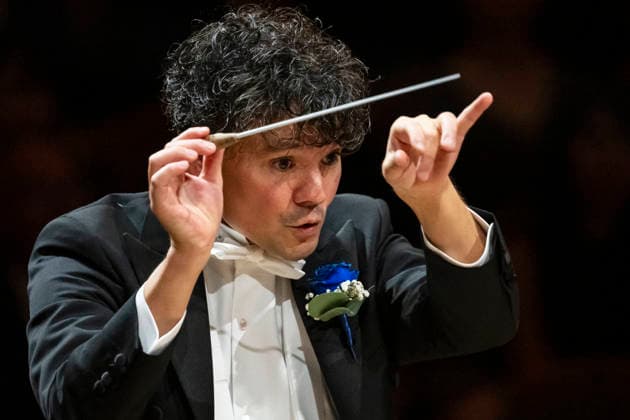 Opening concert of the 100th season of the Prague Radio Symphony Orchestra (SOCR) under the baton of its new chief conductor, Eliase Grandy, pictured, took place in Prague, Czech Republic, on September 24, 2026. (CTKxPhoto MichalxKamaryt) CTKPhotoP2026092410476  CTKPhotoP2026092410476
