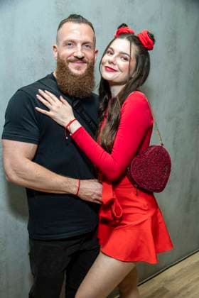 ABB TKMAXX Toni Adriano Ammirabile and Klaudia Giez appeared on the red carpet at the grand reopening of the TK Maxx store on Alexanderplatz on September 24, 2026, in Berlin, Germany