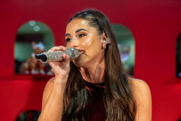 ABB TKMAXX Sarah Engels perform as special guests on the red carpet at the grand reopening of the TK Maxx store on Alexanderplatz on September 24, 2026, in Berlin, Germany