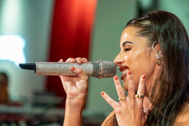ABB TKMAXX Sarah Engels perform as special guests on the red carpet at the grand reopening of the TK Maxx store on Alexanderplatz on September 24, 2026, in Berlin, Germany