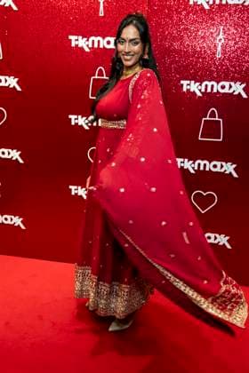 ABB TKMAXX Sayana Ranjan appears on the red carpet at the grand reopening of the TK Maxx store on Alexanderplatz on September 24, 2026, in Berlin, Germany