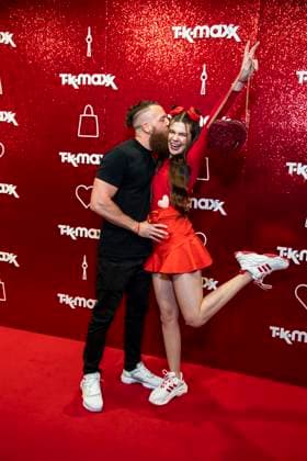 ABB TKMAXX Toni Adriano Ammirabile and Klaudia Giez appear on the red carpet at the grand reopening of the TK Maxx store on Alexanderplatz on September 24, 2026, in Berlin, Germany