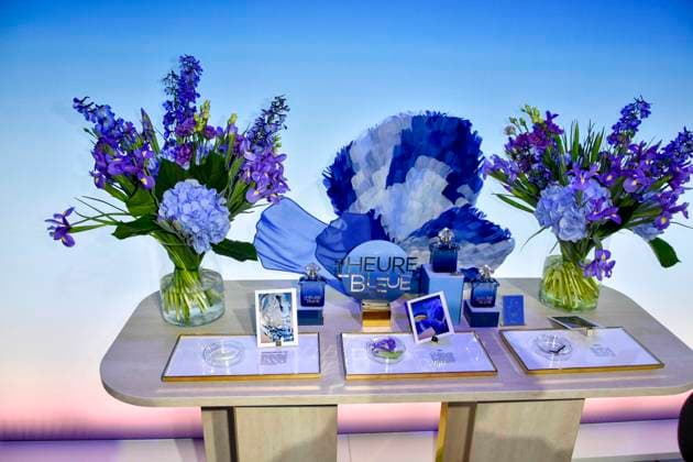 ABB GUERLAIN Cosmetics: Floral Table Decor for the Maison Guerlain Brand Launch Event at the Lofthouse on September 24, 2026, in Düsseldorf. Guerlain is a French cosmetics company based in North Rhine-Westphalia, Germany.