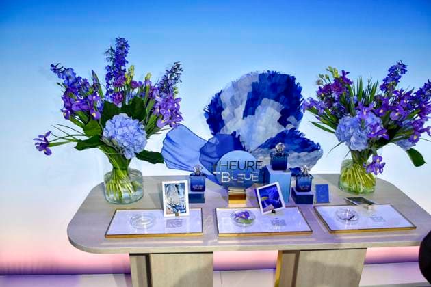 ABB GUERLAIN Cosmetics: Floral Table Decor for the Maison Guerlain Brand Launch Event at the Lofthouse on September 24, 2026, in Düsseldorf. Guerlain is a French cosmetics company based in North Rhine-Westphalia, Germany.