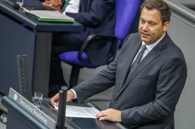 Lars Klingbeil (SPD), Federal Minister of Finance, in the German Bundestag on September 25, 2026, in Berlin, Berlin, Germany, Bundestag
