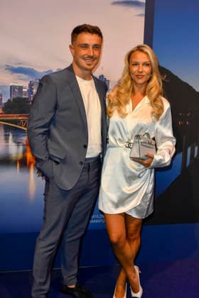 ABB GUERLAIN s Dagi Bee and Eugen Kazakov attended the launch party for the Maison Guerlain brand at the Lofthouse on September 24, 2026, in Düsseldorf. Guerlain is a French cosmetics company based in North Rhine-Westphalia, Germany.