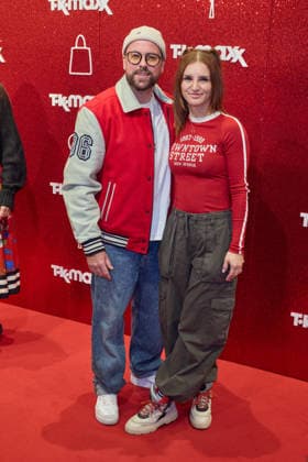 Felix von Jascheroff with his wife Alexandra Sophie Winterberg at the reopening of the expanded TK Maxx store during the CODE RED Night event at Alexanderplatz in Berlin on September 24, 2026 TK Maxx Store Reopening