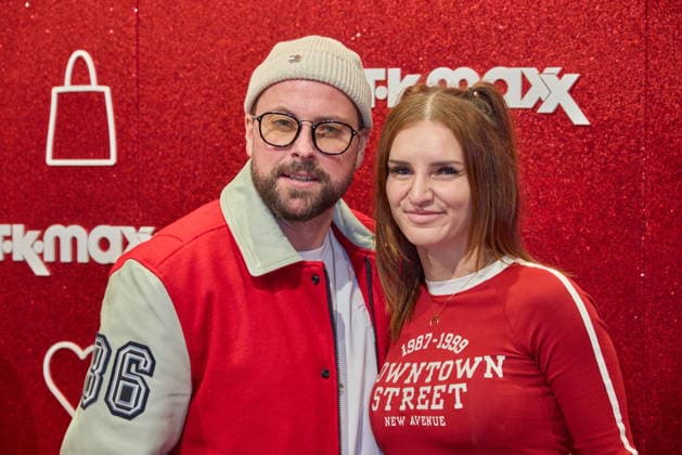 Felix von Jascheroff with his wife Alexandra Sophie Winterberg at the reopening of the expanded TK Maxx store during the CODE RED Night event at Alexanderplatz in Berlin on September 24, 2026 TK Maxx Store Reopening