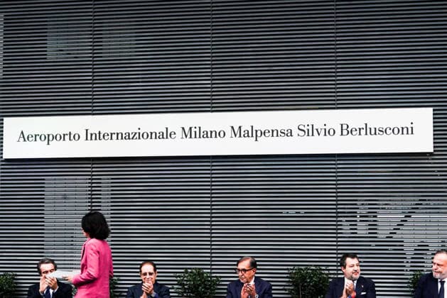 IPA88950478 - September 25, 2026, Varese: Ceremony to name Milan Malpensa Airport after Silvio Berlusconi. Pictured: the plaque  Copyright: xEmanuelexDexCarlix xEmanuelexDexCarlix IPA88950478