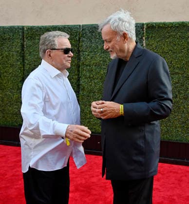 William Shatner (L) and John de Lancie attend the world premiere of the documentary The Sixty Year Mission: How Star Trek Changed Television and The World at the United Theatre on Broadway in downtown Los Angeles on Thursday, September 24, 2026. Storyline: The Sixty-Year Mission charts the remarkable voyage of an iconic cultural phenomenon proving that truth is stranger than science-fiction.  LAP2026092413 JIMxRUYMEN