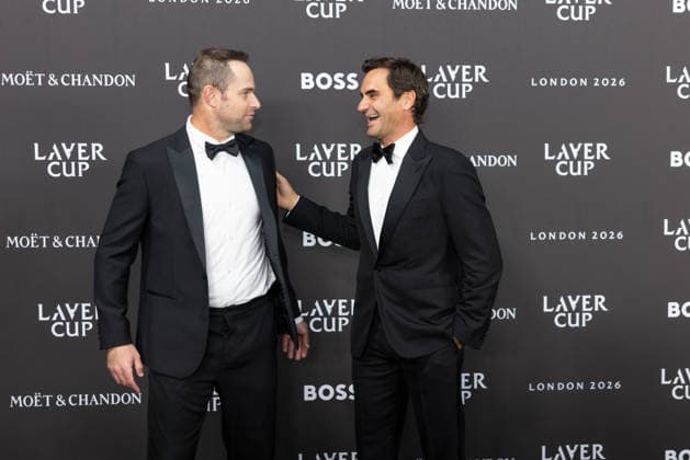 Sports stars attend the Laver Cup Opening Night Gala at Magazine London in London, England Featuring: Roger Federer and Andy Roddick Where: London, Greater London, United Kingdom When: 24 Sep 2026 Credit: Alex Cropper Cover Images **Mandatory Credit: Alex Cropper Cover Images** EDITORIAL USE ONLY. NOT FOR USE BY NEWSPAPERS BASED IN THE UK. Copyright: xx coverimg56056899