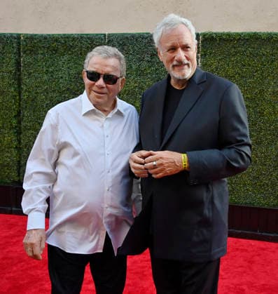 William Shatner (L) and John de Lancie attend the world premiere of the documentary The Sixty Year Mission: How Star Trek Changed Television and The World at the United Theatre on Broadway in downtown Los Angeles on Thursday, September 24, 2026. Storyline: The Sixty-Year Mission charts the remarkable voyage of an iconic cultural phenomenon proving that truth is stranger than science-fiction.  LAP2026092406 JIMxRUYMEN