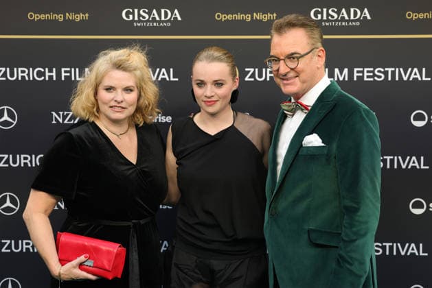 22nd Zurich Film Festival 2026: Luna Wedler, a Swiss actress, with Reta Guetg and Christian Jungen on the green carpet at the Opening Night of the 22nd Zurich Film Festival on September 24, 2026, at the Kongresshaus Zurich, Canton of Zurich, Switzerland