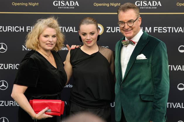 22nd Zurich Film Festival 2026: Luna Wedler, a Swiss actress, with Reta Guetg and Christian Jungen on the green carpet at the Opening Night of the 22nd Zurich Film Festival on September 24, 2026, at the Kongresshaus Zurich, Canton of Zurich, Switzerland