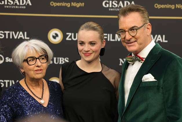 22nd Zurich Film Festival 2026: Elisabeth Baume Schneider, Luna Wedler, and Christian Jungen on the green carpet at the Opening Night of the 22nd Zurich Film Festival on September 24, 2026, at the Kongresshaus Zürich in the Canton of Zurich, Switzerland