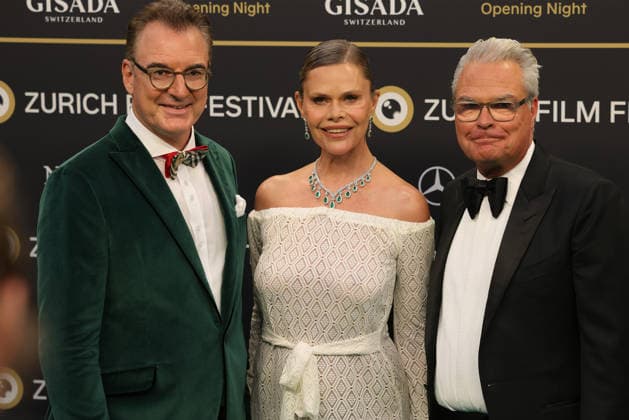 22nd Zurich Film Festival 2026: Christian Jungen, Irina Beller, and Thomas Dürr on the green carpet at the Opening Night of the 22nd Zurich Film Festival on September 24, 2026, at the Kongresshaus Zürich, Canton of Zurich, Switzerland