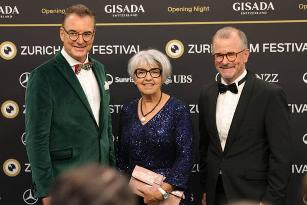 22nd Zurich Film Festival 2026: Elisabeth Baume Schneider, Swiss Federal Councilor, with Christian Jungen and Raphael Golta, Mayor of Zurich, on the green carpet at the Opening Night of the 22nd Zurich Film Festival on September 24, 2026, at the Kongresshaus Zurich, Canton of Zurich, Switzerland