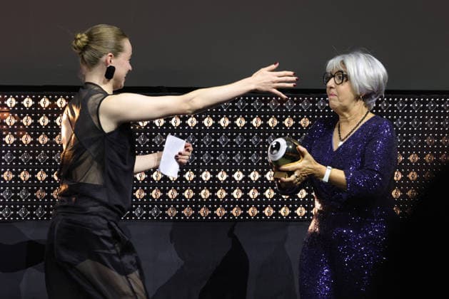22nd Zurich Film Festival 2026: Swiss Federal Councilor Elisabeth Baume Schneider presents the Golden Eye Award to Swiss actress Luna Wedler at the opening night of the 22nd Zurich Film Festival on September 24, 2026, at the Kongresshaus Zürich in the Canton of Zurich, Switzerland