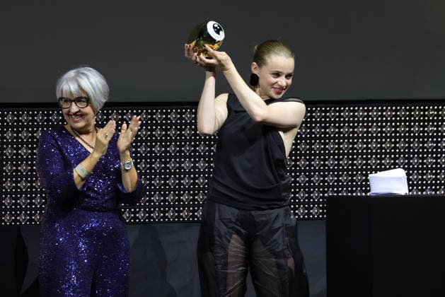 22nd Zurich Film Festival 2026: Elisabeth Baume Schneider, Swiss Federal Councilor, presents the Golden Eye Award to Luna Wedler, Swiss actress, at the opening night of the 22nd Zurich Film Festival on September 24, 2026, at the Kongresshaus Zürich, Canton of Zurich, Switzerland