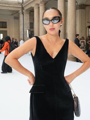 IPA88952473 - Milan, Milan Women™s Fashion Week Spring Summer 2027 - Women™s Fashion, Spring Summer 2027 - SPORTMAX fashion show - guests pictured: Korlan Madi  Copyright: xRiccardoxGiordanox xRiccardoxGiordanox IPA88952473