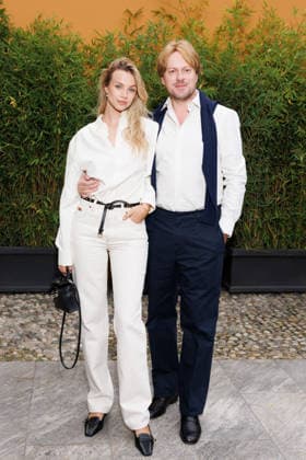 IPA88955125 - Milan, Milan Women™s Fashion Week Spring Summer 2027 - Women™s Fashion, Spring Summer 2027 - Tod™s fashion show - guests - Pictured: Christopher Aleo and Simona Jakstaite  Copyright: xCinziaxCamelax xx IPA88955125