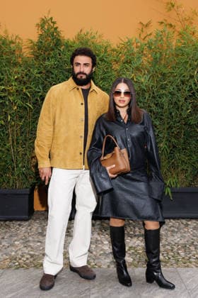 IPA88955143 - Milan, Milan Women™s Fashion Week Spring Summer 2027 - Women™s Fashion, Spring Summer 2027 - Tod™s fashion show - guests - Pictured: Alexander Uloom and Rahma Mezher  Copyright: xCinziaxCamelax xx IPA88955143