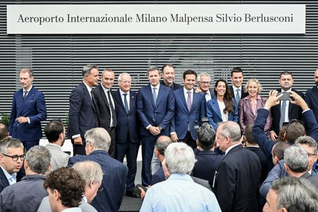 September 25, 2026, Milan Ferno - Somma Lombardo, Va, Italy: Group photo of Forza Italia parliamentarians with Licia Ronzulli at the ceremony to name Malpensa Airport after Berlusconi. Milan Malpensa Silvio Berlusconi International Airport. September 25, 2026, Ferno - Somma Lombardo Milan Ferno - Somma Lombardo Italy  - ZUMAa289 20260925_zia_a289_127 Copyright: xNicolaxMarfisix xAgfx