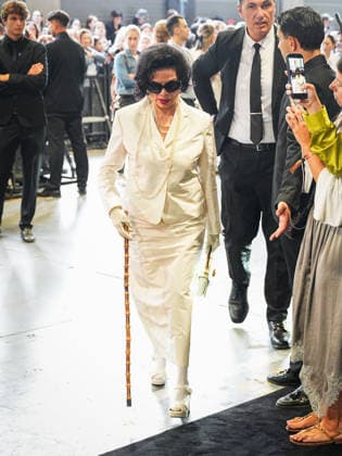 IPA88956738 - Milan, Milan Women™s Fashion Week Spring Summer 2027 - Women™s Fashion, Spring Summer 2027 - GUCCI fashion show - guests pictured: Bianca Jagger  Copyright: xRiccardoxGiordanox xRiccardoxGiordanox IPA88956738